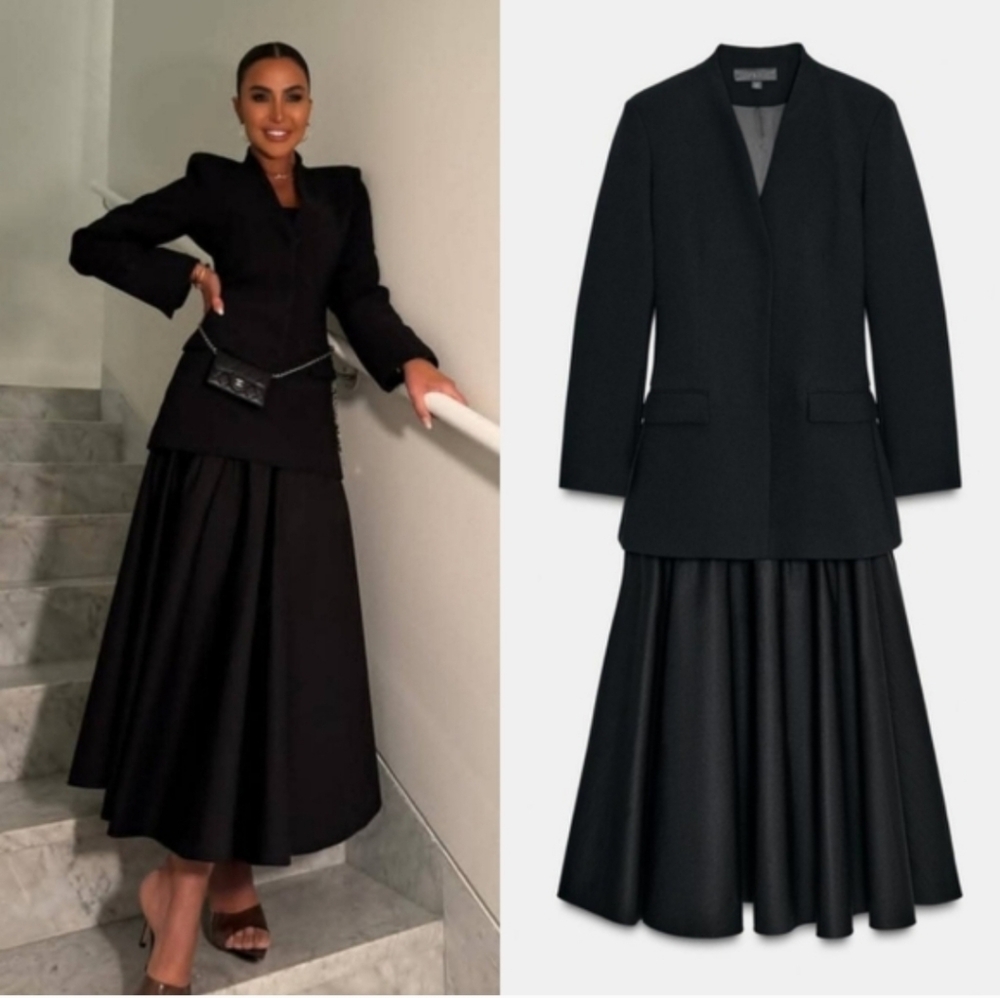 Zara COMBINATION BLAZER DRESS BLACK SIZE XS - Picture 2 of 11